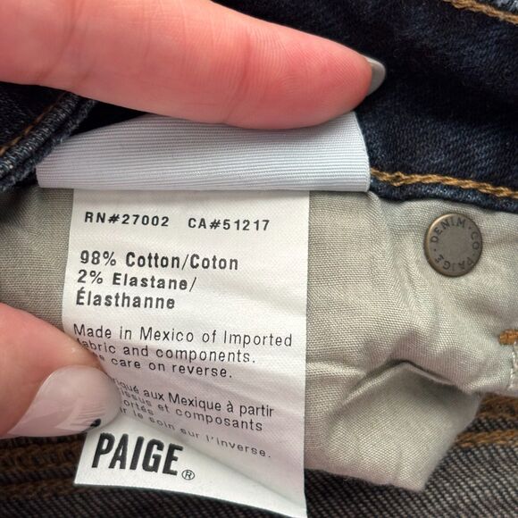 Paige Women Margot Shorts Jean Denim Raw Hem Cut Off Dark Wash Size 28 D135 - Picture 9 of 10